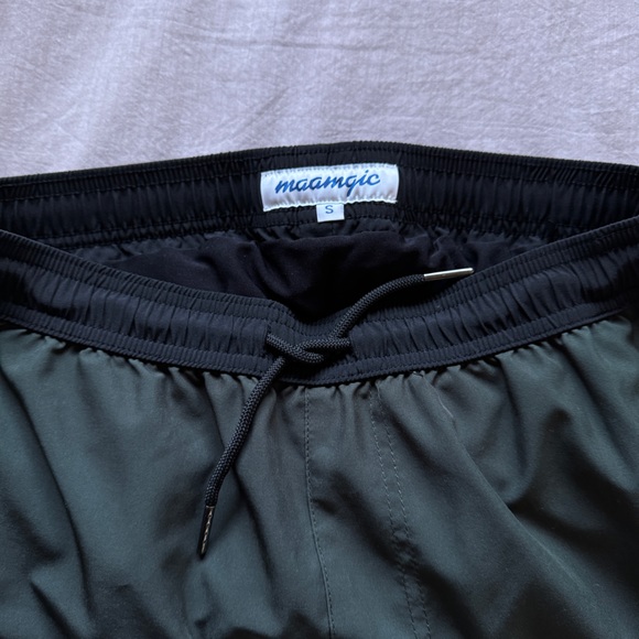 Maaamgic 5.5 INSEAM 2 IN 1 STRETCH SHORT LINER DARK GREEN SWIM SHORTS - Picture 2 of 5